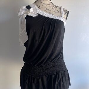 Moschino Jeans Black and White One-Shoulder Top